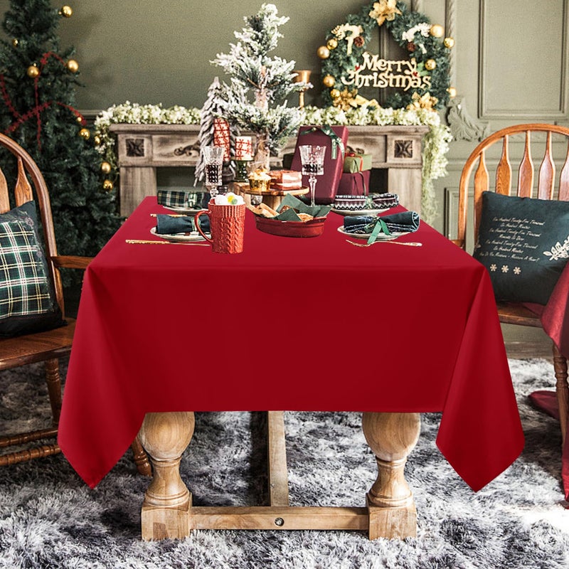 sancua Rectangle Tablecloth - 54 x 108 Inch - Stain and Wrinkle Resistant Washable Polyester Table Cloth, Decorative Fabric Table Cover for Dining Tables, Buffet Parties, Christmas Red - Image 3